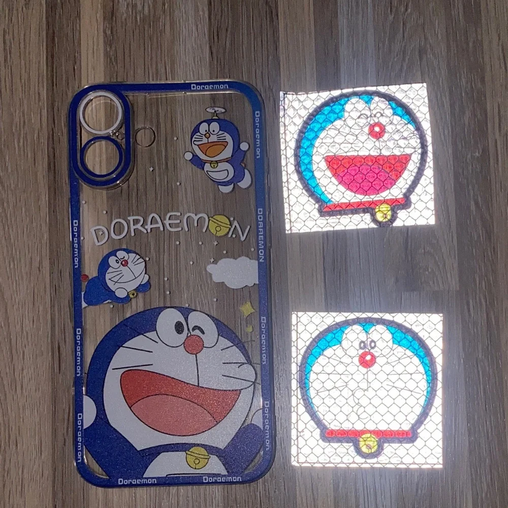 Doraemon Clear iPhone 16 plus Case - Blue and White